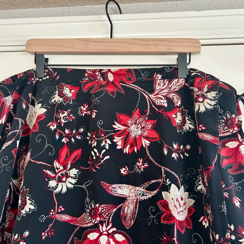 Vintage Kathie Lee Y2K 90’s Black Floral Whimsigoth Midi Wrap Skirt Size 18W/20W - Picture 5 of 11